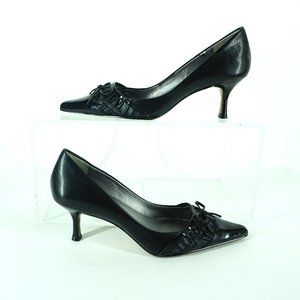 Ellen Tracy Elana Heels Black Leather Women’s Size 6 Shoes
